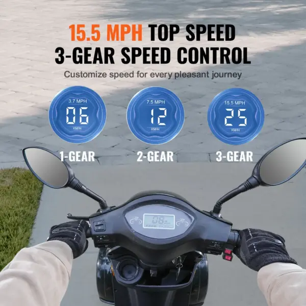 VEVOR Heavy Duty 4-Wheel Mobility Scooters for Seniors & Adults 500lbs Capacity - 31 Miles 3-Speed Long Range, 800W All Terrain Electric Recreational Scooter Wheelchair with 25 Max Climbing Capacity