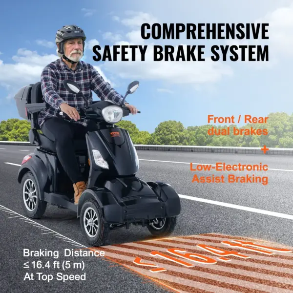 VEVOR Heavy Duty 4-Wheel Mobility Scooters for Seniors & Adults 500lbs Capacity - 31 Miles 3-Speed Long Range, 800W All Terrain Electric Recreational Scooter Wheelchair with 25 Max Climbing Capacity