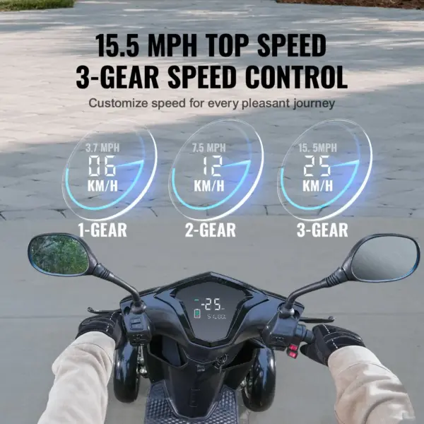 VEVOR Heavy Duty 4-Wheel Mobility Scooters for Seniors & Adults 450lbs Capacity - 40 Miles 3-Speed Long Range, 500W All Terrain Electric Recreational Scooter Wheelchair with 20 Max Climbing Capacity