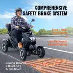 VEVOR Heavy Duty 4-Wheel Mobility Scooters for Seniors & Adults 450lbs Capacity - 40 Miles 3-Speed Long Range, 500W All Terrain Electric Recreational Scooter Wheelchair with 20 Max Climbing Capacity