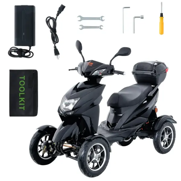 VEVOR Heavy Duty 4-Wheel Mobility Scooters for Seniors & Adults 450lbs Capacity - 40 Miles 3-Speed Long Range, 500W All Terrain Electric Recreational Scooter Wheelchair with 20 Max Climbing Capacity
