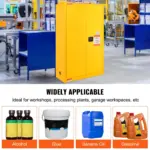 VEVOR Flammable Safety Cabinet, 45 Gal, Cold-Rolled Steel Flammable Liquid Storage Cabinet, 42.9 x 18.1 x 65.2 in Explosion Proof with 2 Adjustable Shelves 2 Manual Doors for Industrial Use, Yellow