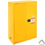VEVOR Flammable Safety Cabinet, 45 Gal, Cold-Rolled Steel Flammable Liquid Storage Cabinet, 42.9 x 18.1 x 65.2 in Explosion Proof with 2 Adjustable Shelves 2 Manual Doors for Industrial Use, Yellow