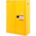 VEVOR Flammable Safety Cabinet, 45 Gal, Cold-Rolled Steel Flammable Liquid Storage Cabinet, 42.9 x 18.1 x 65.2 in Explosion Proof with 2 Adjustable Shelves 2 Manual Doors for Industrial Use, Yellow