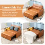51" Convertible Sleeper Bed, Adjustable Oversized Armchair with Dual USB Ports for Small Space