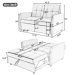 51" Convertible Sleeper Bed, Adjustable Oversized Armchair with Dual USB Ports for Small Space