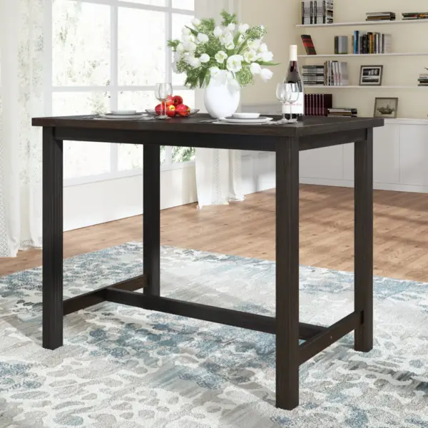 Rustic Wooden Counter Height Dining Table for Small Places, Espresso