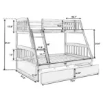 Solid Wood Twin Over Full Bunk Bed with Two Storage Drawers, Espresso