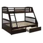 Solid Wood Twin Over Full Bunk Bed with Two Storage Drawers, Espresso
