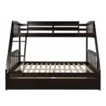 Solid Wood Twin Over Full Bunk Bed with Two Storage Drawers, Espresso