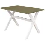 Farmhouse Rustic Wood Kitchen Dining Table with X-shape Legs, Gray Green