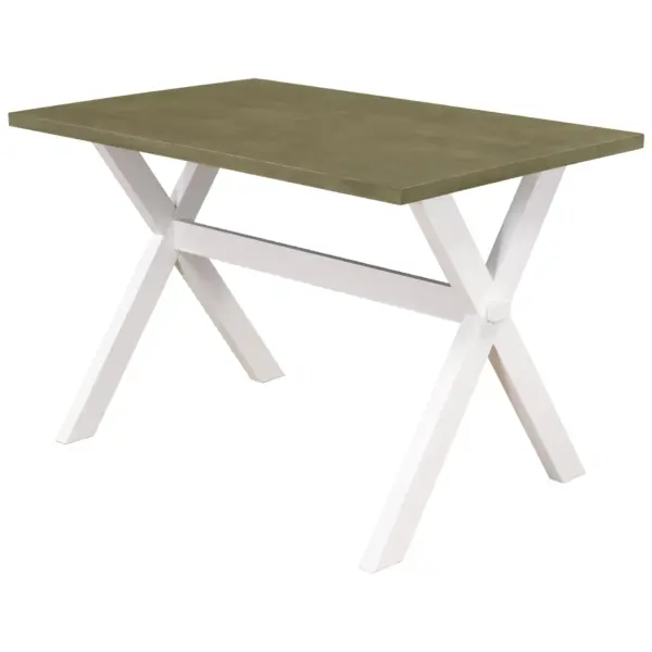 Farmhouse Rustic Wood Kitchen Dining Table with X-shape Legs, Gray Green