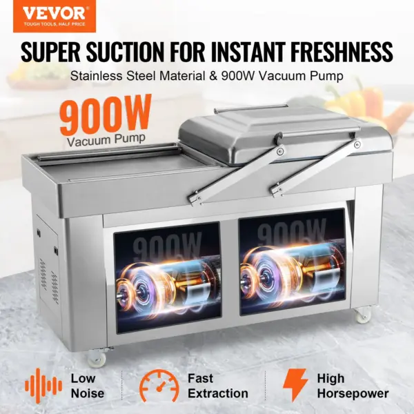 VEVOR Chamber Vacuum Sealer, 1200W Sealing Power, Vacuum Packing Machine for Wet Foods, Meats, Marinades and More, Compact Size with 23.6 in Sealing Length, Applied in Home Kitchen and Commercial Use