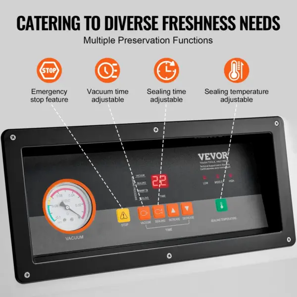 VEVOR Chamber Vacuum Sealer, 1200W Sealing Power, Vacuum Packing Machine for Wet Foods, Meats, Marinades and More, Compact Size with 23.6 in Sealing Length, Applied in Home Kitchen and Commercial Use