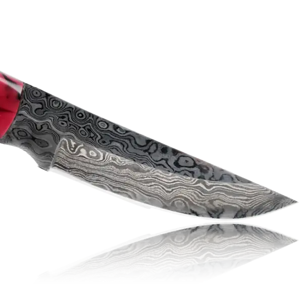 YUMA Damascus Steel Skinner Knife 5 inch blade with Original Cow leather sheath