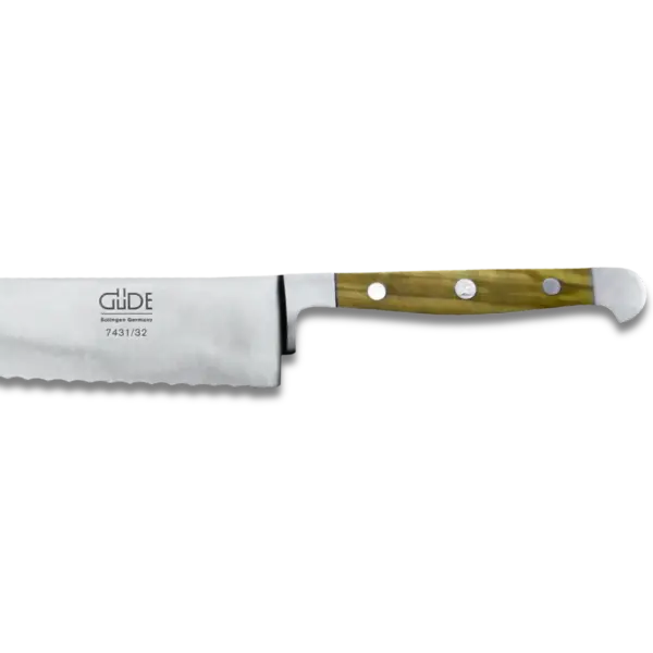ALPHA OLIVE | Bread Knife Franz Dude 12.5 " Right hand version | Forged steel / Olive Wood Handle