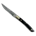 AKARI Skinner Black Knife 3.5 inch with Original Leather Sheath