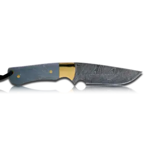 Original Kaito Damascus Steel Skinner Knife 4 inch blade with Premium Leather Sheath