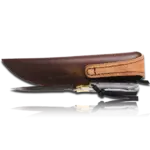 Original Kaito Damascus Steel Skinner Knife 4 inch blade with Premium Leather Sheath