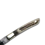 AKARI Skinner Knife 3.5 inch with Stag Horn Handle and Original Leather Sheath