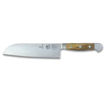 ALPHA OLIVE | Santoku Knife Smooth Blade 7 inch | Forged Steel / Olive wood handle
