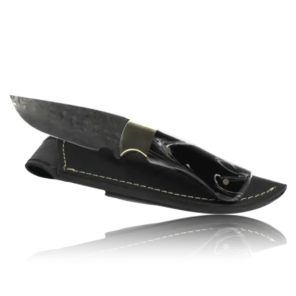 Kaito Damascus Steel Skinner Knife 4 inch blade with Original Leather Sheath