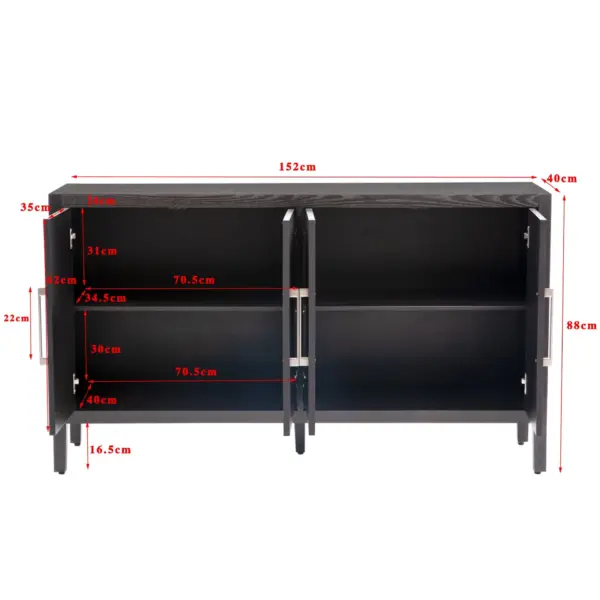 Storage Cabinet Sideboard Wooden Cabinet with 4 Metal handles ,4 Shelves and 4 Doors for Hallway, Entryway, Living room