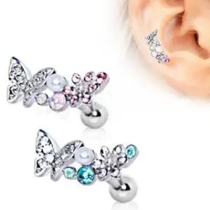 316L Stainless Steel Art of Brilliance Branched Butterfly Cartilage Earring
