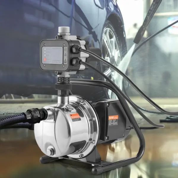 VEVOR Shallow Well Pump, 1HP 115V, 1200 GPH 145 ft Head, Portable Stainless Steel Sprinkler Booster Jet Pumps with Automatic Controller for Garden Lawn Irrigation system, Water Transfer