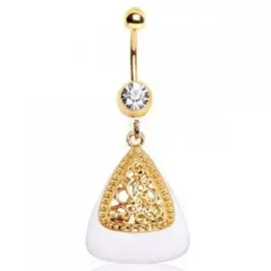 White & Gold Triangle Navel Ring