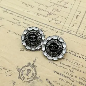 Designer Buttons Black and White Silvertone Set
