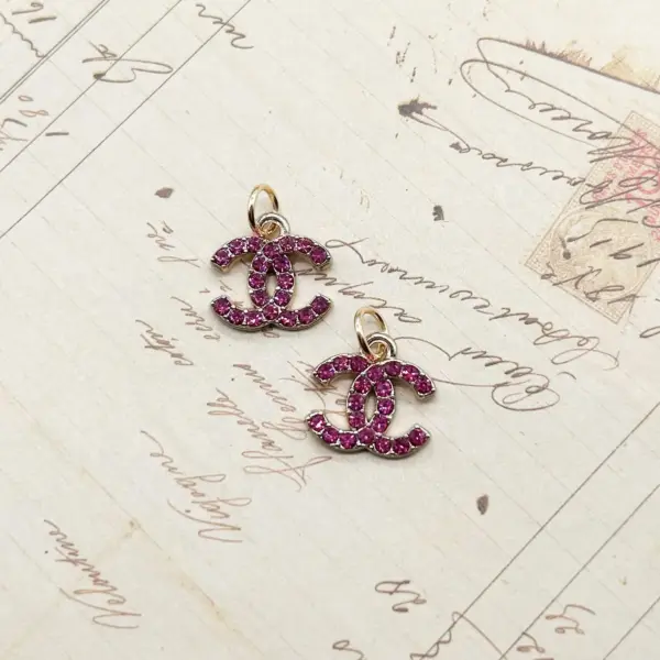 Designer Zipper Pull Mini Pink Rhinestone Goldtone Set