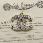 Designer Zipper Pull Clear Rhinestone Goldtone