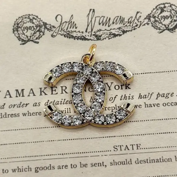 Designer Zipper Pull Clear Rhinestone Goldtone