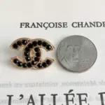 Designer Buttons Black Crystal Goldtone Set