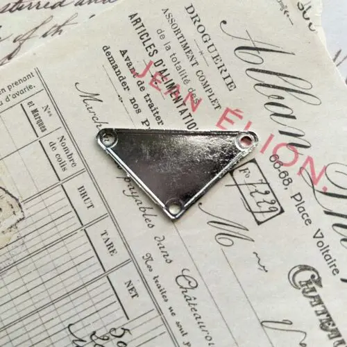 Designer Logo Pink Triangle Shaped Zipper Pull Silvertone
