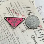 Designer Logo Pink Triangle Shaped Zipper Pull Silvertone