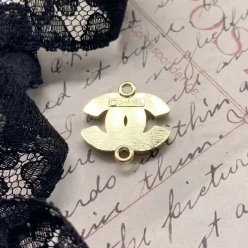Designer Zipper Pull Gold Black Rhinestone Connector