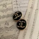Designer Buttons Black and Gold Rhinestone Set