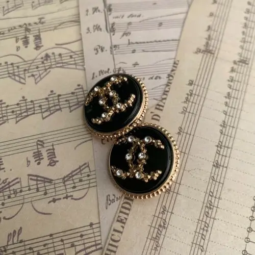 Designer Buttons Black and Gold Rhinestone Set