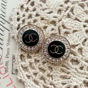 Designer Buttons Black Enamel Rhinestone Accent Set