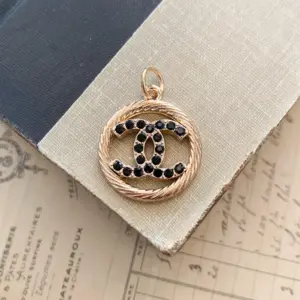 Designer Black Crystal Goldtone Zipper Pull