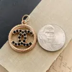 Designer Black Crystal Goldtone Zipper Pull