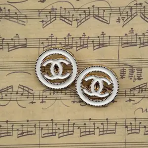 Designer Buttons White Enamel Goldtone Set