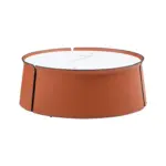 31.5inch Coffee Table, Marble Top+Orange Saddle Leather Body+Iron Frame