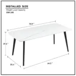 J3710 Porcelain Dining Table White 70"