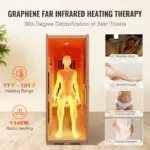 VEVOR Far Infrared Wooden Sauna, Room Home Sauna Spa for One Single Person, Low EMF Far Infrared Hemlock Wood Sauna with Tempered Glass Door & LED Reading Lamp & Bluetooth Speakers, 1140W Indoor Use