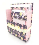 42-Pc Stationery Gift Box Set w/Reusable Desktop Organizer Box and Gold Pen - Black, Pink & Yellow Roses