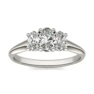 1 CTW Oval Lab Grown Diamond Three Stone Engagement Ring 14K White Gold (G-VS)