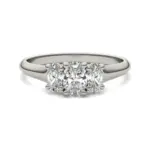 1 CTW Oval Lab Grown Diamond Three Stone Engagement Ring 14K White Gold (G-VS)